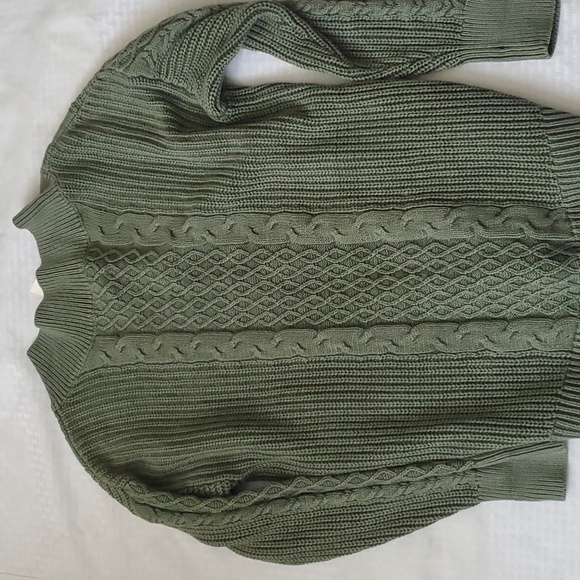 Aerie green cable knit vneck pullover sweater size XS - Picture 7 of 16